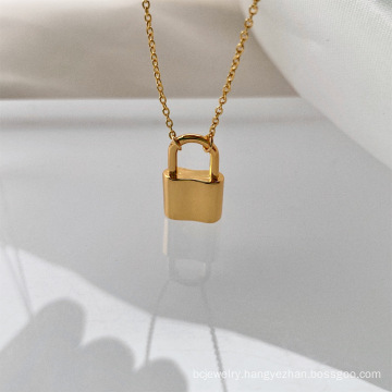 Shangjie kalung danity o shape chain necklace beautiful gold plated necklace fashion lock pendant necklace
